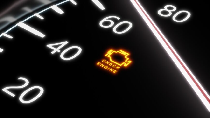 3d rendering orange check engine light